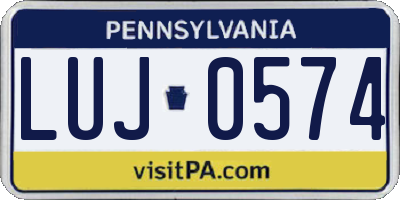 PA license plate LUJ0574
