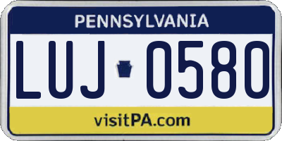 PA license plate LUJ0580
