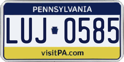 PA license plate LUJ0585