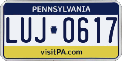 PA license plate LUJ0617