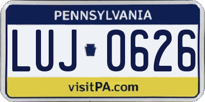 PA license plate LUJ0626