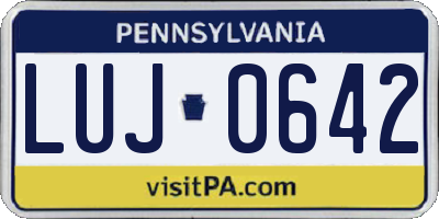 PA license plate LUJ0642