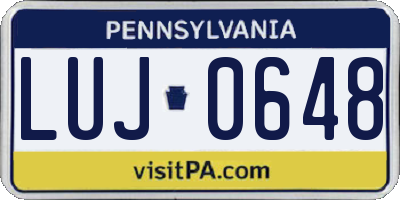 PA license plate LUJ0648