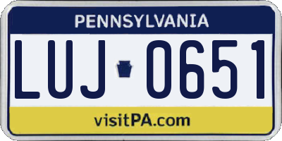 PA license plate LUJ0651