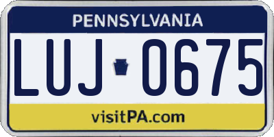 PA license plate LUJ0675