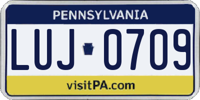 PA license plate LUJ0709