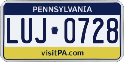 PA license plate LUJ0728