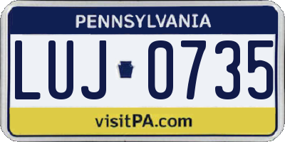 PA license plate LUJ0735