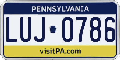 PA license plate LUJ0786
