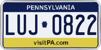PA license plate LUJ0822