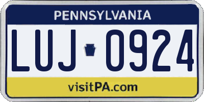 PA license plate LUJ0924