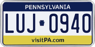 PA license plate LUJ0940