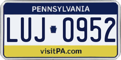 PA license plate LUJ0952
