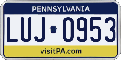 PA license plate LUJ0953