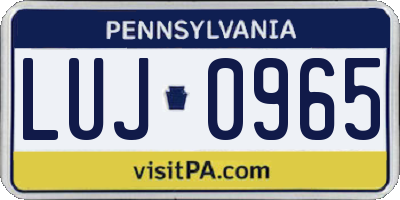 PA license plate LUJ0965