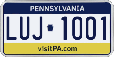 PA license plate LUJ1001