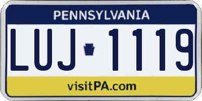 PA license plate LUJ1119