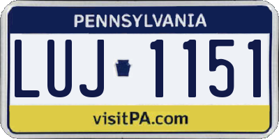 PA license plate LUJ1151