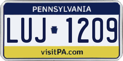 PA license plate LUJ1209