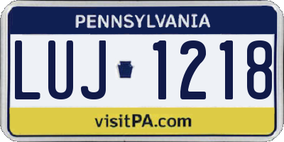 PA license plate LUJ1218