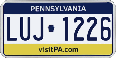 PA license plate LUJ1226