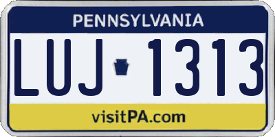 PA license plate LUJ1313