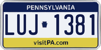 PA license plate LUJ1381