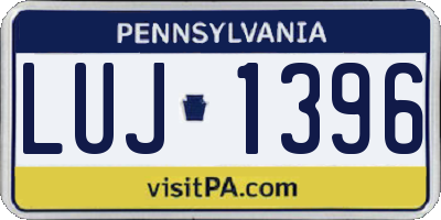 PA license plate LUJ1396
