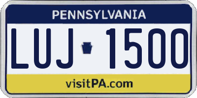 PA license plate LUJ1500
