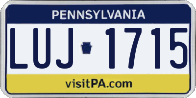 PA license plate LUJ1715