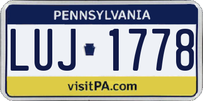 PA license plate LUJ1778