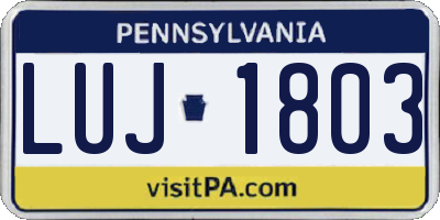 PA license plate LUJ1803