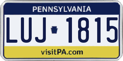 PA license plate LUJ1815