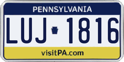 PA license plate LUJ1816