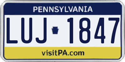 PA license plate LUJ1847