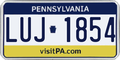 PA license plate LUJ1854