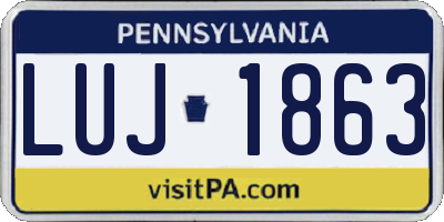PA license plate LUJ1863