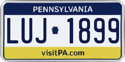 PA license plate LUJ1899
