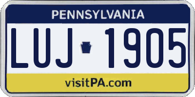 PA license plate LUJ1905