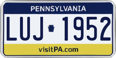 PA license plate LUJ1952
