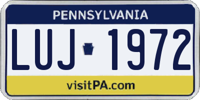 PA license plate LUJ1972