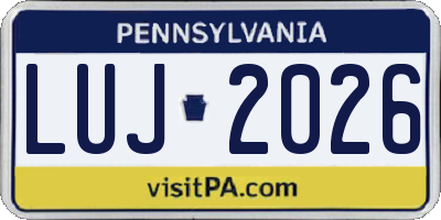 PA license plate LUJ2026