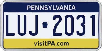 PA license plate LUJ2031