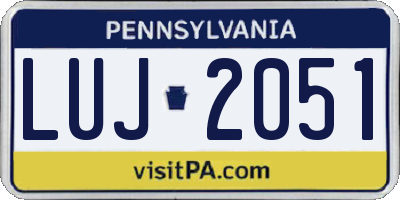 PA license plate LUJ2051