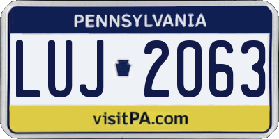 PA license plate LUJ2063
