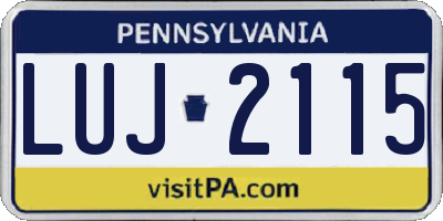 PA license plate LUJ2115