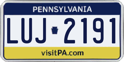 PA license plate LUJ2191
