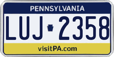 PA license plate LUJ2358