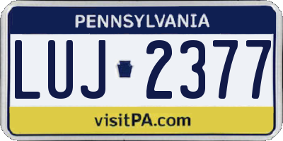 PA license plate LUJ2377