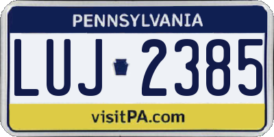 PA license plate LUJ2385